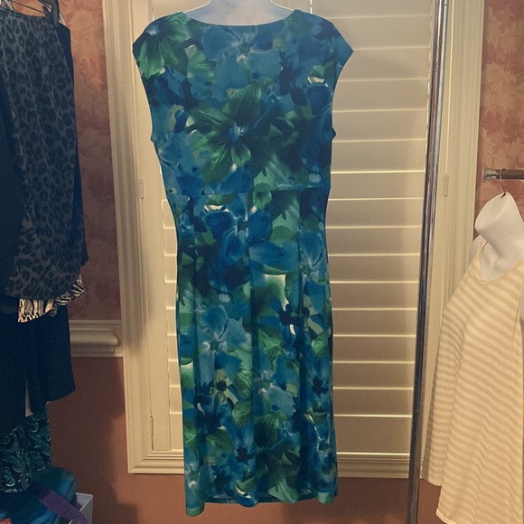 LAUREN Midi Dress, Sleeveless, Stretch, Size 12, Vibrant Blues/Greens - Picture 4 of 5